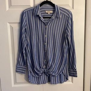 LOFT Tie-Front Button Down Shirt